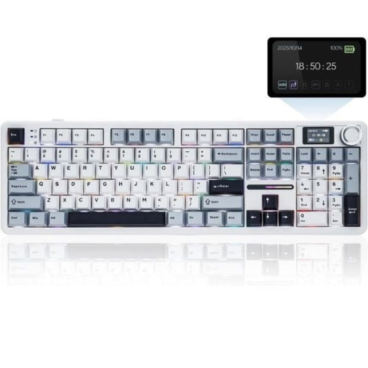 AULA F108 Pro Tri-Mode Full Size RGB Mechanical Wireless Gaming Keyboard ( Ice Blue ) ( Reaper Switch ) ( F108ProIUR )