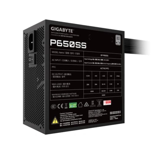 GIGABYTE P650SS 80+ Silver ATX 3.1 Non Modular Power Supply ( Black )