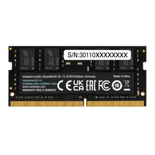 VERBATIM 16GB ( 16GB x 1 ) 3200MHz DDR4 Laptop RAM ( Black ) ( CL22 )