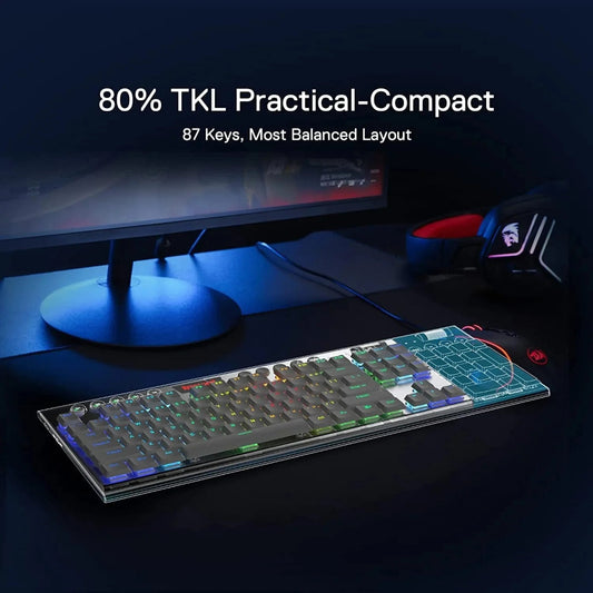 REDRAGON K621 Horus Tenkeyless Low Profile Mechanical Switch Wireless + Bluetooth Gaming Keyboard ( White )