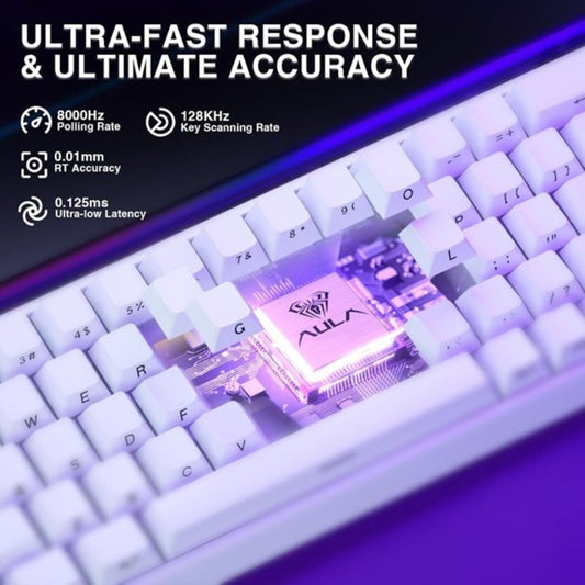 AULA Hero 68HE 60% RGB Wired Mechanical Gaming Keyboard ( White ) ( Meteor Magnetic Switch ) ( HERO68WM )