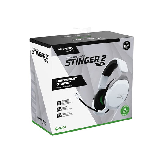 HYPERX CloudX Stinger 2 Core Wired 3.5mm Stereo Gaming Headphones ( White ) ( PC / Mac / Xbox / PS4 / PS5 )