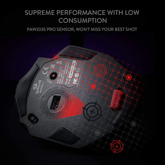 REDRAGON M686 Vampire Elite Wired / Wireless Ergonomic Gaming Mouse ( M686 ) ( 16000DPI / 8 Macro Button ) (Black )