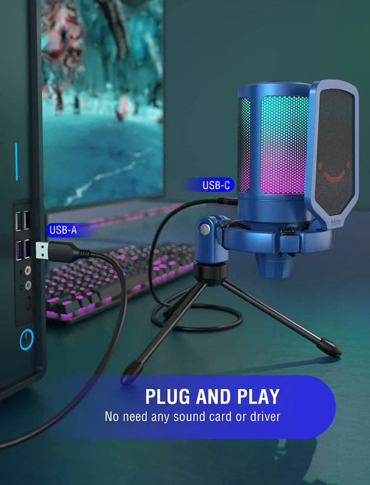 FIFINE Ampligame A6V USB Gaming Microphone ( Blue )