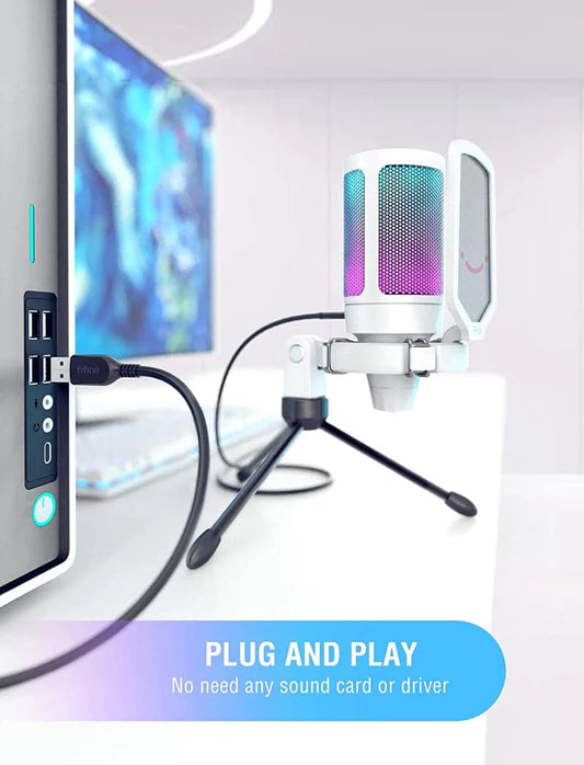 FIFINE Ampligame A6V USB Gaming Microphone ( White )