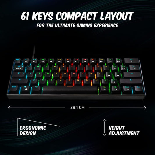 COSMIC BYTE CB-GK-21 Themis 60% Mechanical Wired Gaming Keyboard ( Black ) ( Blue Switches )
