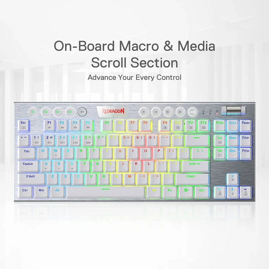 REDRAGON K621 Horus Tenkeyless Low Profile Mechanical Switch Wireless + Bluetooth Gaming Keyboard ( White )