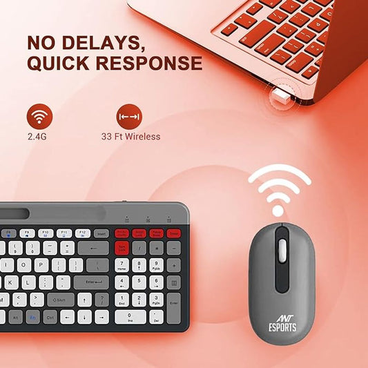 ANT ESPORTS WKM22 TKL Membrane Wireless Gaming Keyboard and Mouse Combo (Grey) (Membrane Keyboard) (WKM22)