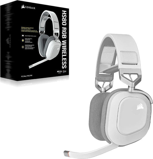 CORSAIR HS80 RGB Wireless 7.1 Surround Gaming Headphones With Mic ( White ) ( PC/PS5/PS4 )