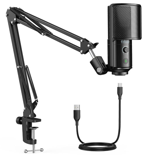 FIFINE T669 Pro USB Podcast Microphone Kit With Boom Arm Stand