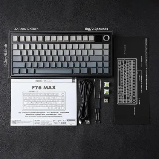AULA F75 MAX 75% RGB Mechanical Wireless Gaming Keyboard ( Gradient Gray ) ( F75MaxGrR) ( Reaper Switch )