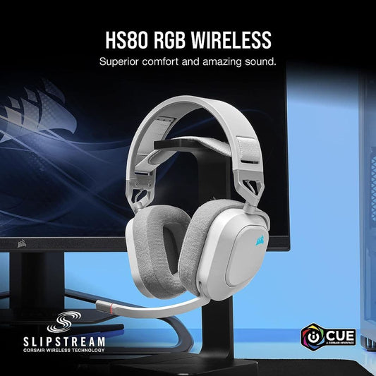 CORSAIR HS80 RGB Wireless 7.1 Surround Gaming Headphones With Mic ( White ) ( PC/PS5/PS4 )