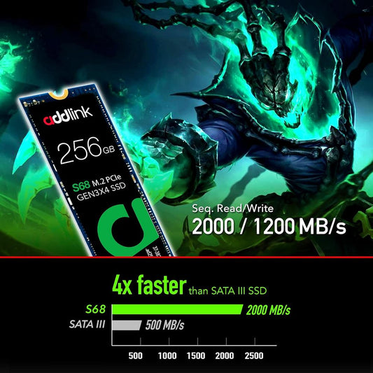 ADDLINK S68 256GB M.2 NVME Gen3 Internal Solid State Drive ( SSD )