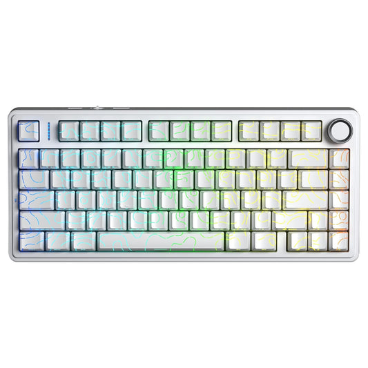 AULA F75 75% Side Engraved Tri Mode Wireless Mechanical Gaming Keyboard ( White Contour - Star Vector Switch )