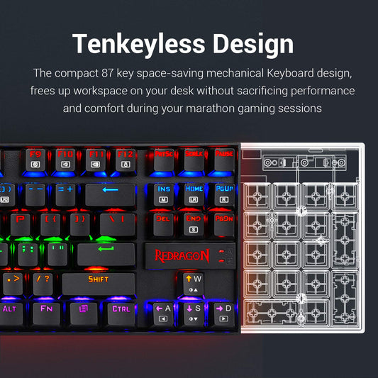 Redragon Kumara K552 TKL Rainbow Gaming Keyboard (Red Switch)