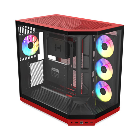 HYTE Y50 Essential Aesthetic RGB EATX Mid Tower Cabinet ( Black Cherry )