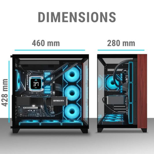 ANT ESPORTS Crystal Wood  ATX Mid Tower Cabinet (Black)