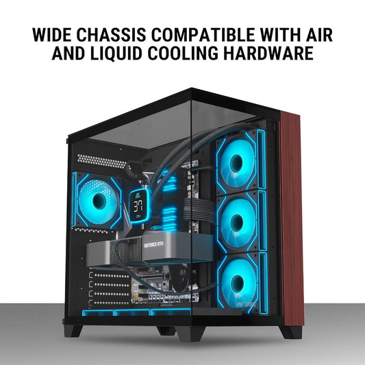 ANT ESPORTS Crystal Wood  ATX Mid Tower Cabinet (Black)