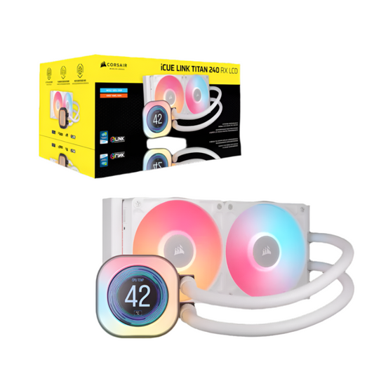 CORSAIR ICUE Link Titan 240 RX ARGB 240mm CPU Liquid Cooler (With LCD Display) ( White )