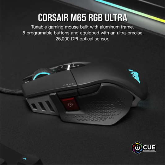 CORSAIR M65 RGB Ultra WIred Ergonomic Gaming Mouse ( Black ) ( 26000DPI / 8 Macro Buttons )