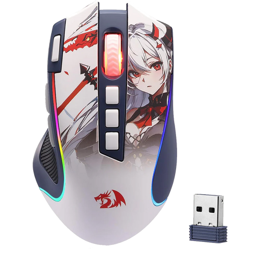 REDRAGON M612 Predator Pro RGB Wireless Anime Edition Ergonomic Gaming Mouse ( White ) ( 8000DPI / 9 Macro Buttons )