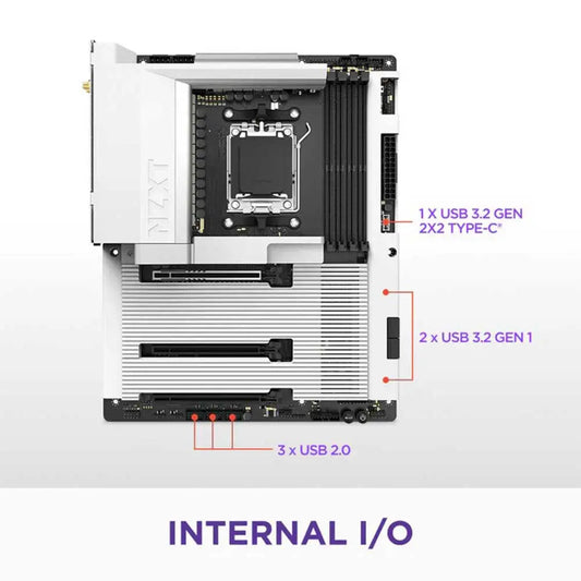 NZXT N7 B850 Wifi DDR5 AMD Motherboard (White)