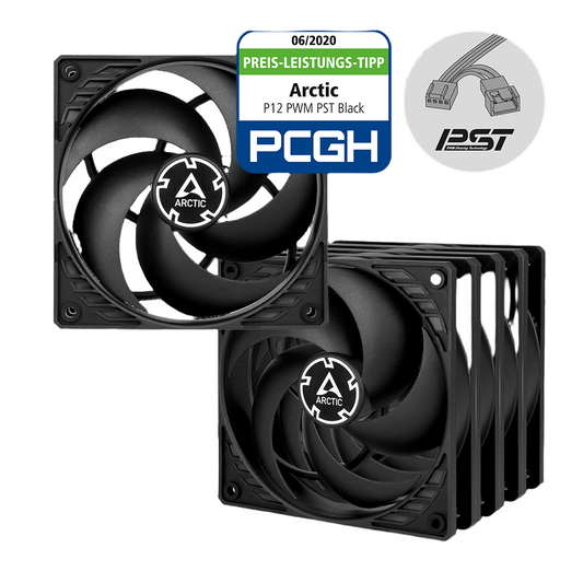 ARCTIC P12 PWM PST 120mm Cabinet Fan ( Black ) ( Five Pack )