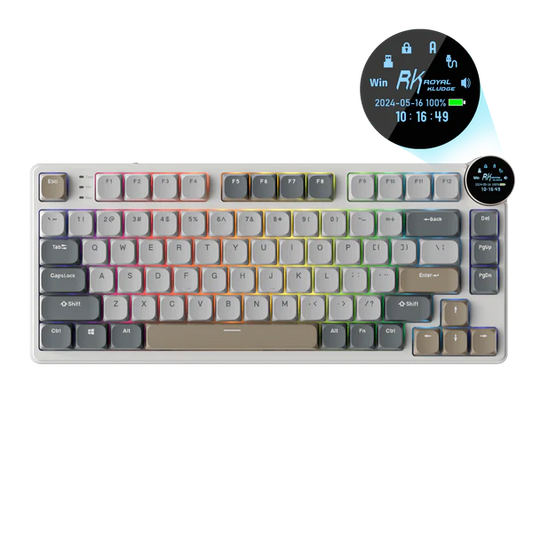 ROYAL KLUDGE RK N80 75% RGB Mechanical Wireless Gaming Keyboard ( Pearly Dawn ) ( RK Low Profile Brown )