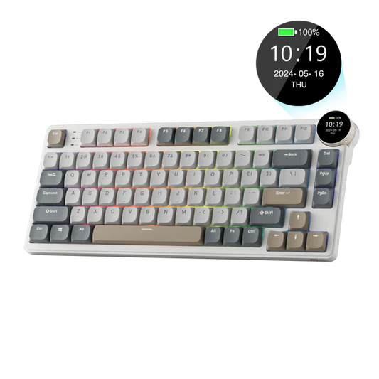 ROYAL KLUDGE RK N80 75% RGB Mechanical Wireless Gaming Keyboard ( Pearly Dawn ) ( RK Low Profile Brown )