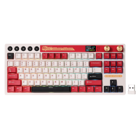 ROYAL KLUDGE RK M87 75% TKL RGB Mechanical Wireless + Bluetooth Gaming Keyboard ( Red ) ( Cream Switch )