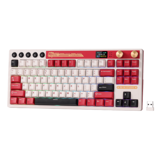 ROYAL KLUDGE RK M87 75% TKL RGB Mechanical Wireless + Bluetooth Gaming Keyboard ( Red ) ( Tactile Beige Switch )