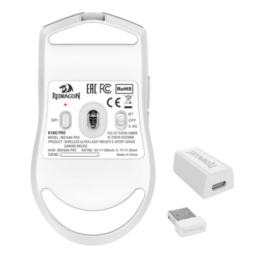 REDRAGON Eisa K1NG M916 Pro Wireless Anime Editon Ergonomic Gaming Mouse ( 26000DPI / 5 Macro Buttons ) ( White )