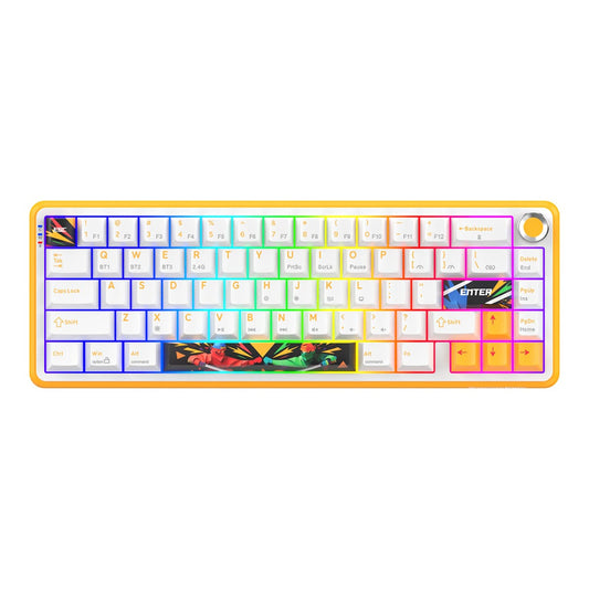 COSMIC BYTE Arcturus 65% Tri-Mode Mechanical RGB Wireless Gaming Keyboard ( White / Amber ) ( Outemu Custom Yellow )