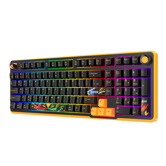 COSMIC BYTE Arcturus 98% Tri-Mode Mechanical RGB Wireless Gaming Keyboard ( Black / Amber ) ( Outemu Custom Yellow ) ( TCBP03568 )