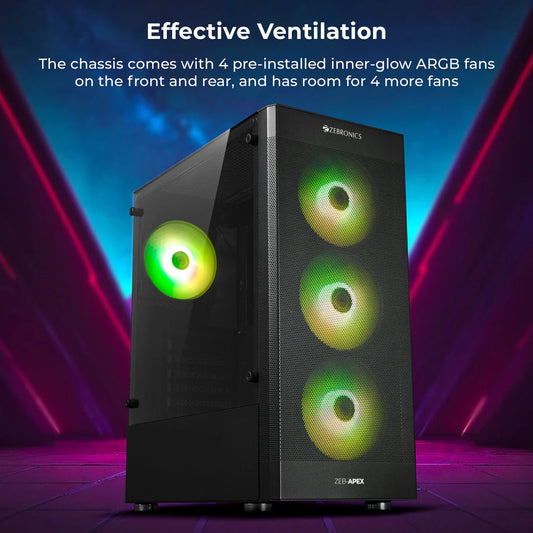 ZEBRONICS Apex ARGB MATX Full Tower Cabinet ( Black )