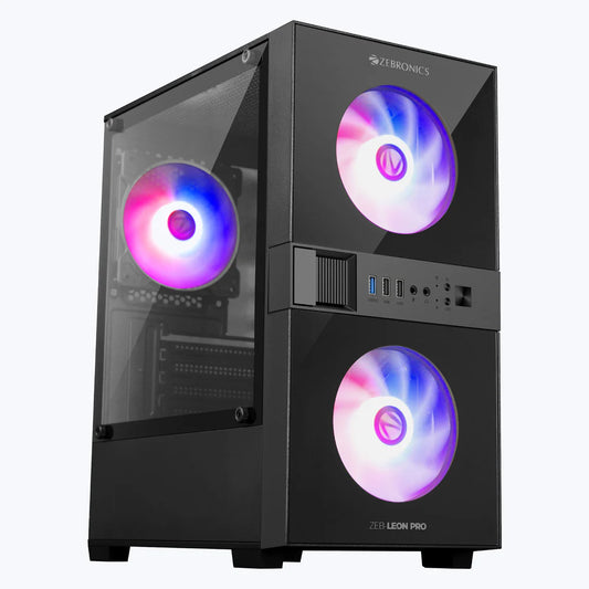 ZEBRONICS Leon Pro RGB MATX Mini Tower Cabinet ( Black )