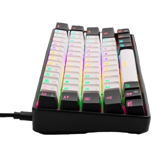 GAMDIAS AURA GK2 60% Mechanical Wired Gaming Keyboard ( White / Black ) ( Tactile Red Switches )