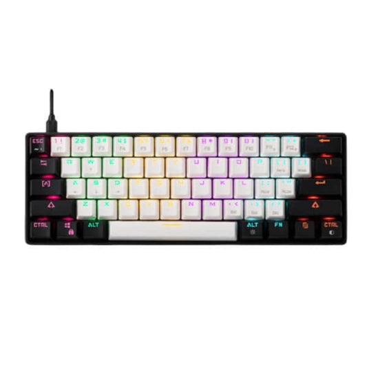 GAMDIAS AURA GK2 60% Mechanical Wired Gaming Keyboard ( White /  Black ) ( Tactile Red Switches )