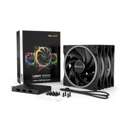 BE QUIET Light Wings 140mm ARGB PWM High Speed Cabinet Fan ( Black ) ( Triple Pack )