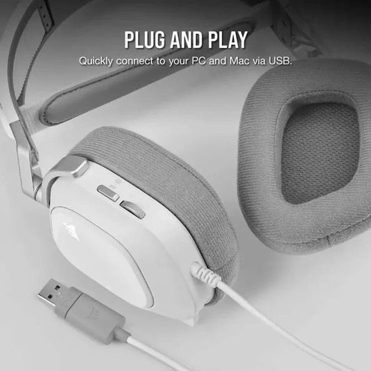 CORSAIR HS80 RGB USB 7.1 Surround Gaming Headphones With Mic ( White ) ( PC )
