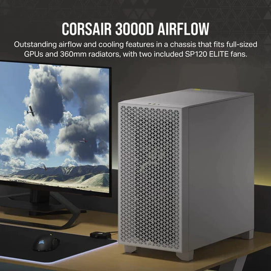 CORSAIR 3000D SI Edition ATX Mid Tower Cabinet (White) Without Fans
