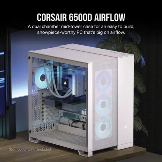 CORSAIR 6500D Airflow EATX Mid Tower Dual Chamber Cabinet (White)