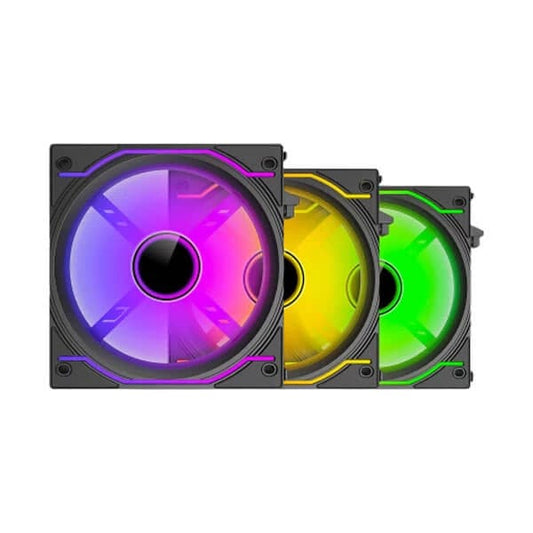 ANT ESPORTS Crystaflow ARGB Black - 120mm Cabinet Fan (Triple Pack)