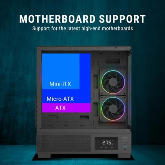 ANTSPORTS Crystal X3 LCD ARGB ATX Mid Tower Cabinet ( Black )