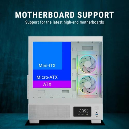 ANTSPORTS Crystal X3 LCD ARGB ATX Mid Tower Cabinet ( White )