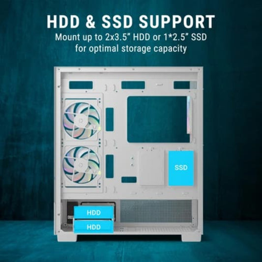 ANTSPORTS Crystal X3 LCD ARGB ATX Mid Tower Cabinet ( White )