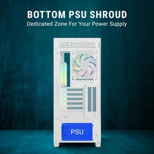 ANTSPORTS Crystal X3 LCD ARGB ATX Mid Tower Cabinet ( White )