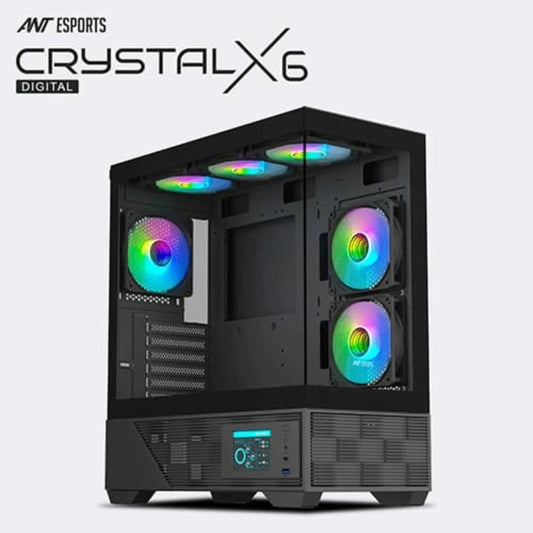 ANT ESPORTS Crystal X6 Digital ARGB EATX Mid Tower Cabinet ( Black )