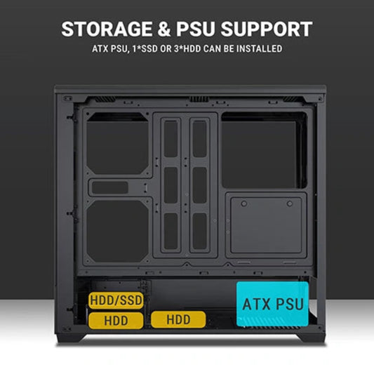 ANTESPORTS Crystal X6 Lite ARGB EATX Mid Tower Cabinet ( Black )