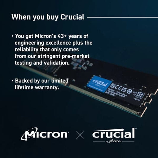 Crucial 16GB (16GBx1) DDR5 5600MHz Desktop RAM ( CL46 )
